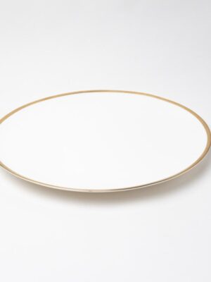 White China Charger Plate with Brushed Gold Edge