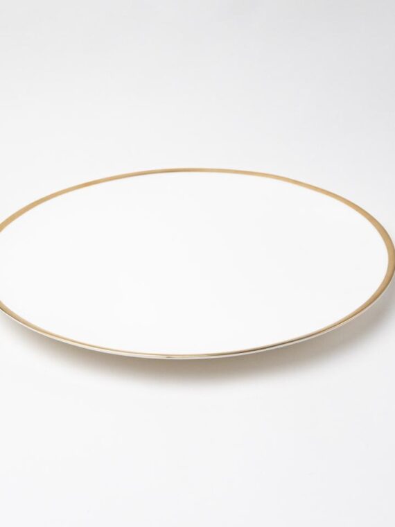 White China Charger Plate with Brushed Gold Edge