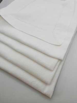 White Linen Napkin with Hemstitch Detail