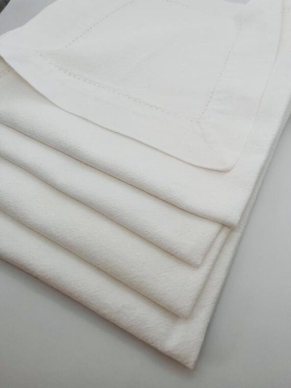 White Linen Napkin with Hemstitch Detail