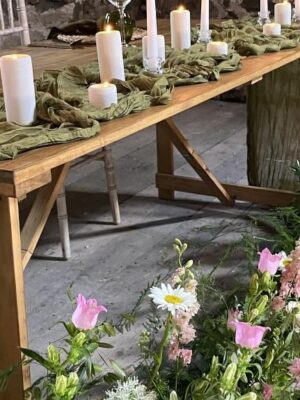 Olive Soft Muslin Table Runner 3m