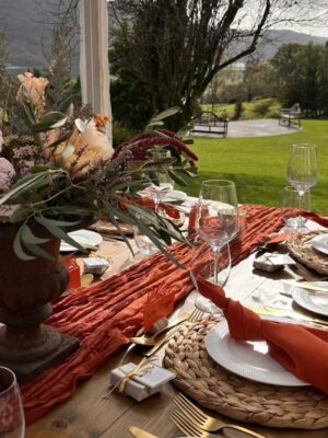Rust Cotton Muslin Table Runner
