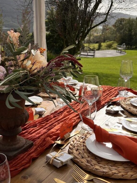 Rust Cotton Muslin Table Runner