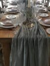 Pebble Grey Cotton Muslin Table Runner 3m