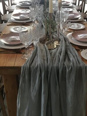 Pebble Grey Cotton Muslin Table Runner 3m