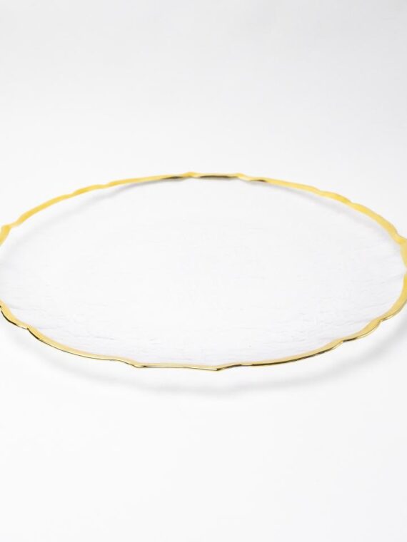 Vintage Glass Charger Plate with Gold Wavy Edge