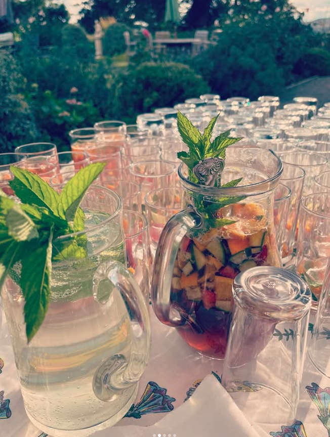 Water jugs and high ball glasses