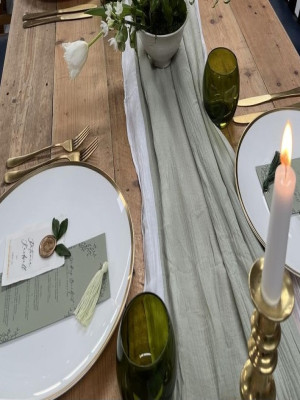Sage Cotton Muslin Table Runner