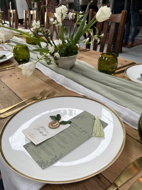 Sage Cotton Muslin Table Runner