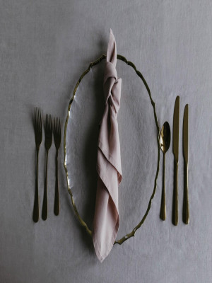 Accents Two - Gold Wavy Edge Vintage Charger & Six Piece Gold Cutlery Set